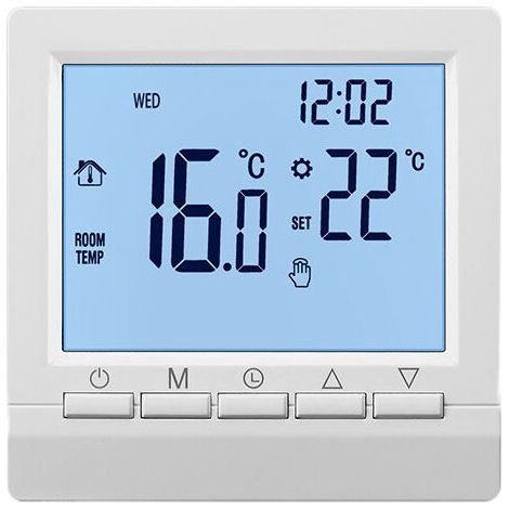 Bravix Thermostat Mural Intelligent Avec Écran Lcd Pour Chauffage Au Sol-rétroéclairage Bleu-éclairage Blanc