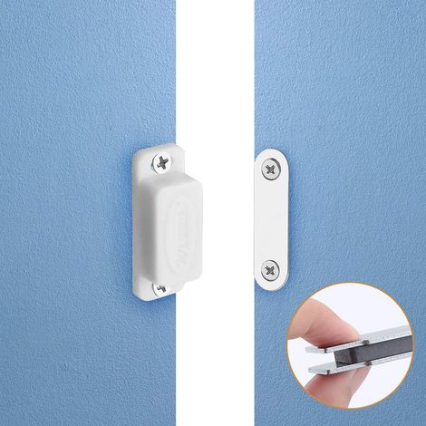 Bravix Lot De 12 Loquets Magnétiques Extra Forts Loquet De Porte Magnétique Blanc Aimant De Porte Loquet Magnétique Aimant Ferme-porte Pour Meubles De Porte D'Armoire