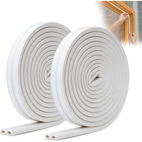 Bravix Bande De Joint De Porte D-profil, Isolation Porte D'Entrée Forte Adhérence, Joint D'Étanchéité De Porte, Bas De Porte Calfeutrer Fenêtre Anti Froid Bruit Poussière 2 Rouleaux (blanc) Blanc Type