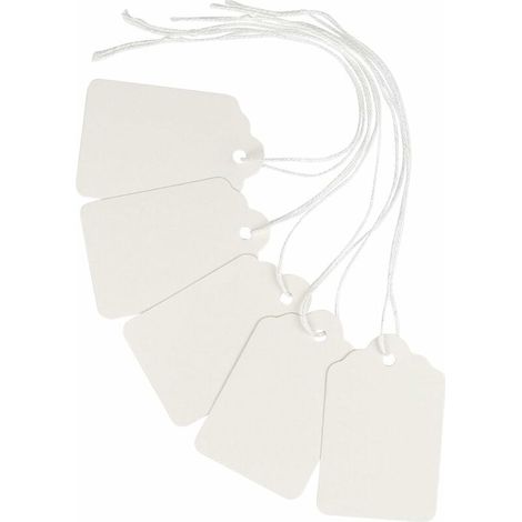 Bravix Lot De 1000 Étiquettes De Marquage Blanches Avec Ficelle Attachée 50 X 30mm