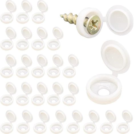Bravix Lot De 100 Cache-vis En Plastique De 1.35 Cm, Caches Décoratifs À Clipser Pour Vis M4, Blanc