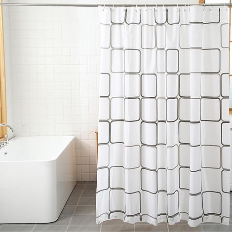 Bravix Rideau De Douche, Rideau De Salle De Bain, Rideau De Baignoire, Rideau Anti Moisissure, Rideau De Douche Imperméable, Rideau De Douche De Salle De Bain, 180 X 200cm (motif À Carreaux)