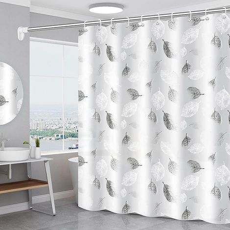 Bravix Rideau De Douche,rideau De Douche En Polyester,anti-moisissure Rideau De Douche,rideau De Douche Transparent,lavable Rideau De Douche,rideaux De Douche Blanc En Tissu (180x180cm，feuille)