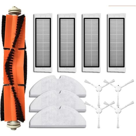 Bravix Accessoires Pour Xiaomi Dreame F9 / Xiaomi Mijia 1c Robot Aspirateur - 1 Brosse Principale, 4 Brosses Latérales, 4 Filtres Hepa, 3 Chiffons De Serpillière