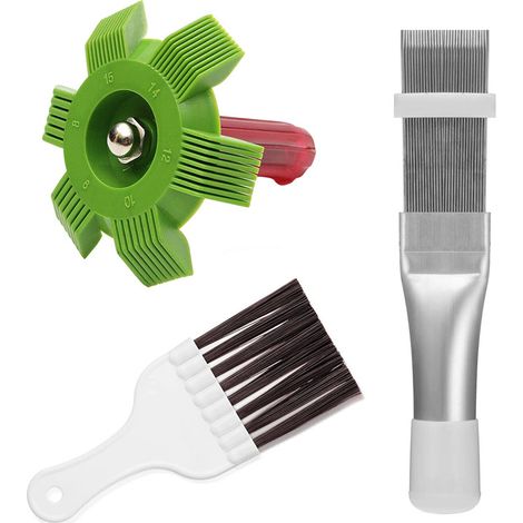 Bravix 3 Pièces Peigne D'Aileron De Condensateur De Climatiseur, Brosse De Nettoyage À Ailettes Nettoyeur D'Ailettes De Climatiseur Nettoyage De Bobines De Réfrigérateur Outil