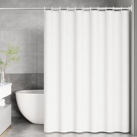 Bravix Rideau Douche Anti Moisissure, 180 X 200cm Blanc, Avec 12 Crochets, Sans Percage, Tissu Peva Imperméable Lavable En Machine