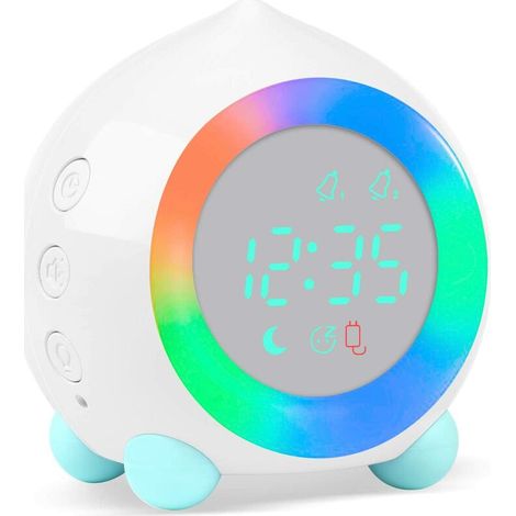 Bravix Réveil Enfant Lumineux Led Numerique Lampe Réveil Veilleuse Fille Garcons Jour Nuit Enfant Volume Réglable Snooze Réveil En Usb Charge