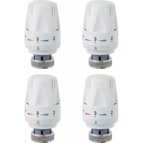 Bravix Tête De Radiateur, 4 Pièces Tête De Vanne De Radiateur, M30 X 1.5 Robinet Thermostatique Radiateur, Tête Thermostatique Pour Lavabo Salle De Bain Wc