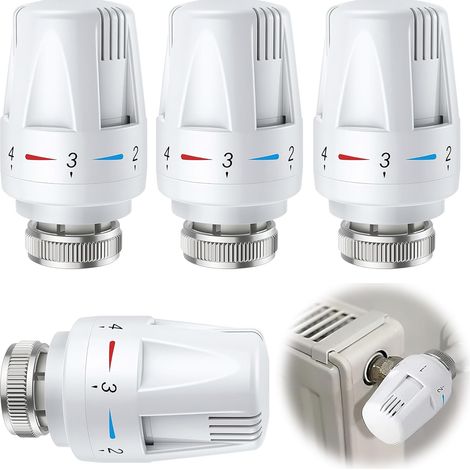 Bravix Lot De 4 Têtes De Radiateur Thermostatiques De Rechange M30 X 1,5trv Pour Système De Chauffage Thermostatique Pour La Maison Et Le Bureau