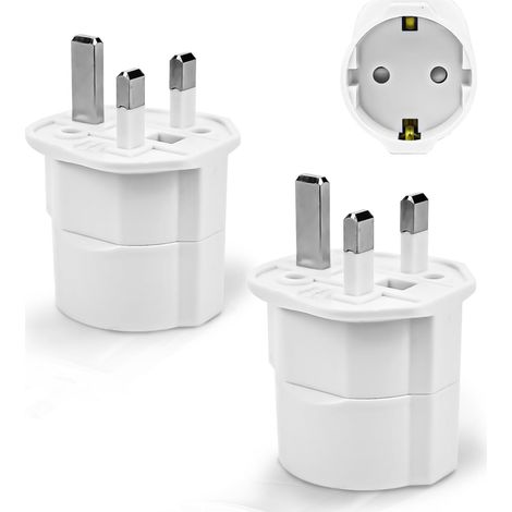 Bravix 【2 Pièces】 Adaptateur Prise Anglaise, Adaptateur De Voyage France Vers Uk, Adaptateur De Prise Pour Irlande, Angleterre, Ecosse, Dubaï, Malte, Adaptateur Type G (blanc)