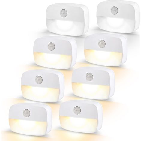 Bravix Veilleuses Led, Lumière De Détecteur De Mouvement Avec Capteur De Crépuscule, Veilleuse Enfant Pour Chambre Bébé, Cuisine, Couloir, Escalier, Salon, Blanc Chaud, Lot De 8 (8 Pièces)