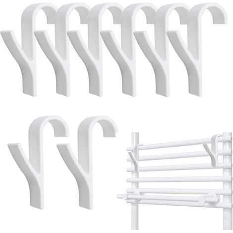 Bravix Lot De 8 Crochet Pour Radiateurs, Porte Serviette Salle De Bain, Radiateur Sèche-serviettes, Crochet Porte Serviette Pour Radiateur, Crochet Seche Serviette (blanc)