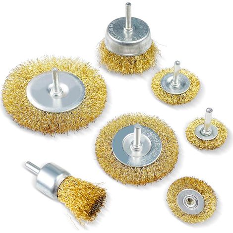 Bravix Lot De 7 Brosses Métalliques, Brosse Metallique Pour Perceuse Queue De 6 Mm, Meuleuse Pour Visseuse Perceuse À Nettoyer Bois En Métal Pour L'Élimination De La Rouille/corrosion/peinture