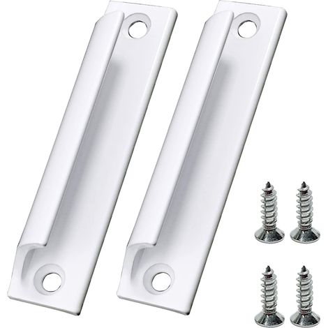 Bravix Poignée De Porte De Balcon Extérieure, 2 Poignées De Porte De Terrasse, Convient Pour La Maison, Les Tiroirs De Bureau, Les Portes D'Armoire, Etc. Avec Vis (blanc)
