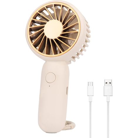 Bravix Mini Ventilateur Avec Cochet, Usb Ventilateur De Poche Portable, Petit Ventilateur À Main Rechargeable, 3 Vitesse Réglable Mini Fan Silencieux Pour Camping, Bureau, Sport, Voyage(blanc)