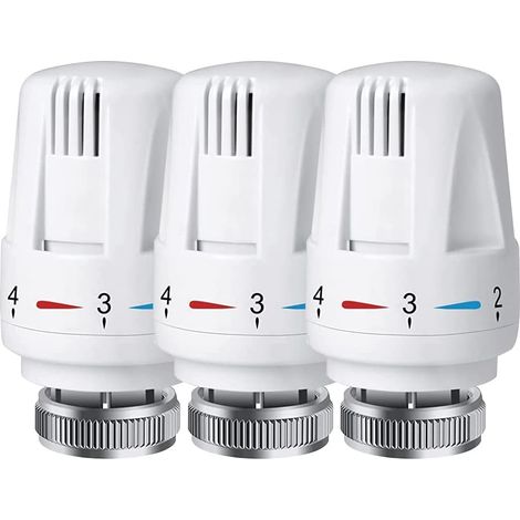 Bravix Lot De 3 Tête Thermostatique, Robinet Thermostatique Radiateur, Valve De Radiateur Thermostatique M30 X 1,5