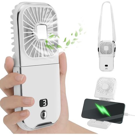 Bravix Ventilateur Portatif, Mini Ventilateur Portable, Ventilateur A Main, Petit Ventilateur Personnel À 4 Vitesses, Ventilateur De Poche, Ventilateur Usb Silencieux Rechargeable À 180°pour Extérieur