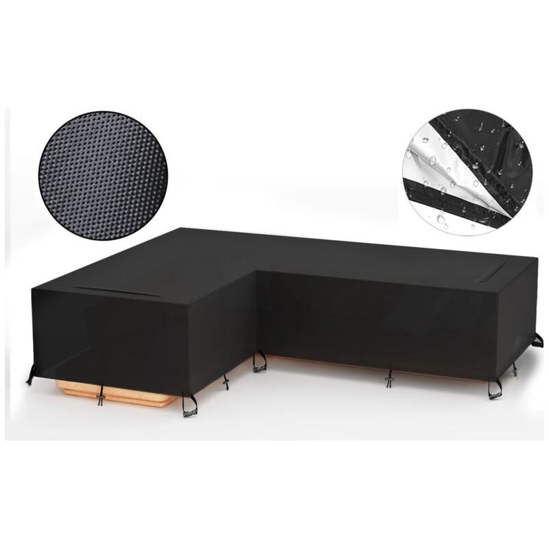 Wasserdichte Schutzhülle Für L-förmiges Ecksofa – 420d Oxford-gewebe – Maße 210 X 270 X 90 Cm – 6 Befestigungsschlaufen