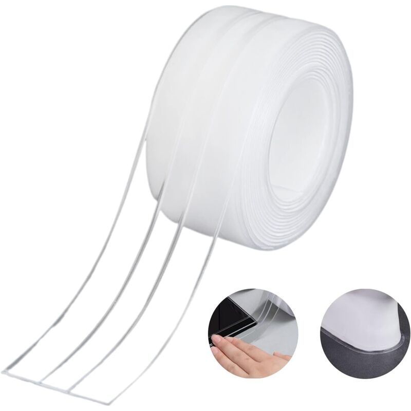 Dichtungsstreifen, Doppelfalt-silikondichtung Für Badezimmer, Weiß, Selbstklebend, Badewanne/wasserdicht, Schimmel- Und Kakerlakenschutz Für Küchenspülen, 38 Mm X 3,2 M - Transparent (1 Stück)