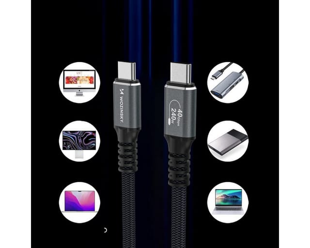 Wozinsky WPS-UY41S USB-C USB4 Cable 40Gb/s 240W 1m 4K - Black