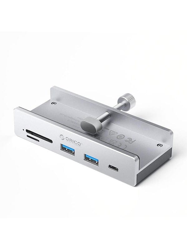 ORICO MH5PC Hub Clamp-Mounted USB-C / 2x USB-A 3.2 + 1x USB-C 3.2 + 1x SD&TF - Silver USB-Hubs - USB 3.2 - 5 - Grau