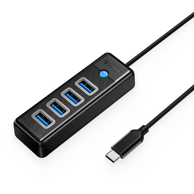 ORICO PW4U-C3 USB-C / 4x USB-A 3.0 Hub - Black USB-Hubs - USB 3.0 - 4 - Schwarz