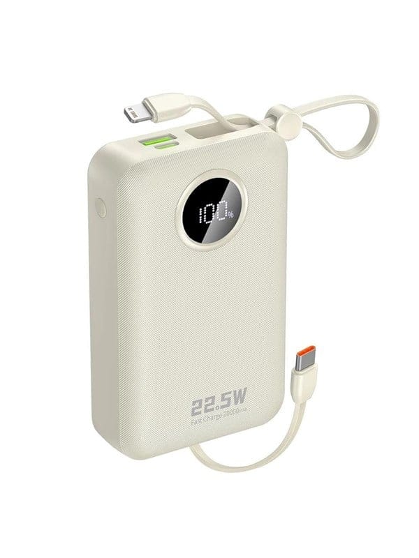 Dudao K14+ Powerbank 20000mAh 22.5W USB-C / USB-A / Built-in Lightning and USB-C Cables - White Powerbank (Akku) - Weiß - 20000 mAh