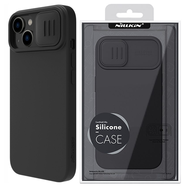 Nillkin CamShield Silky Silicone Case iPhone 14 Plus Case with Camera Cover Black