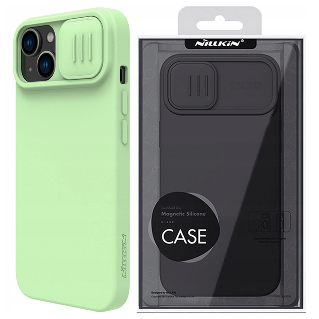 Nillkin CamShield Silky Silicone Case iPhone 14 Plus Case with Camera Cover Green