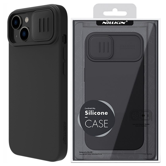 Nillkin CamShield Magnetic Silicone Case iPhone 14 Plus Magnetic MagSafe Case with Camera Cover Black