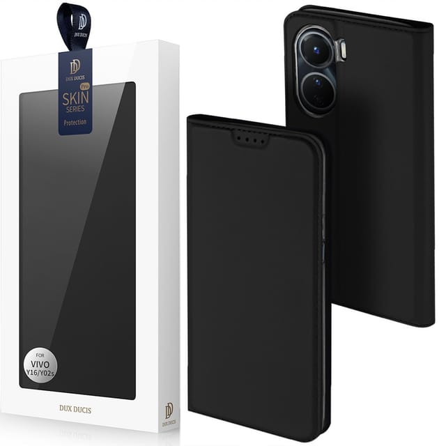 Dux Ducis Skin Pro Case Vivo Y16 / Y02s Wallet Holster Cover Flip Cover Black