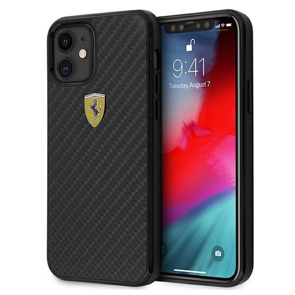 Ferrari On Track Real Carbon Case for iPhone 12 mini - Black