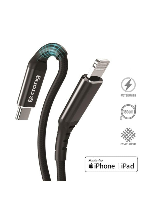 CRONG Armor Link - USB-C Lightning Fast Charging MFi Cable 150cm (black)