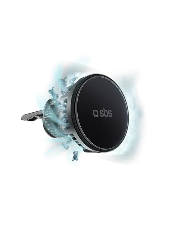 SBS Smartphone holder with inductive charger TESUPFANWIR15W 15W for air vent with cooling - black