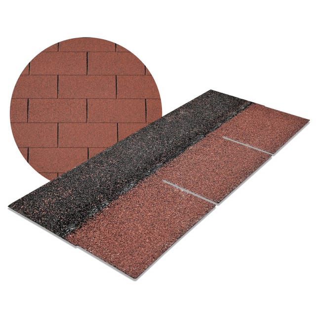 Dachschindeln Rechteck 3 m² mit Glasvlieseinlage Rot (10)