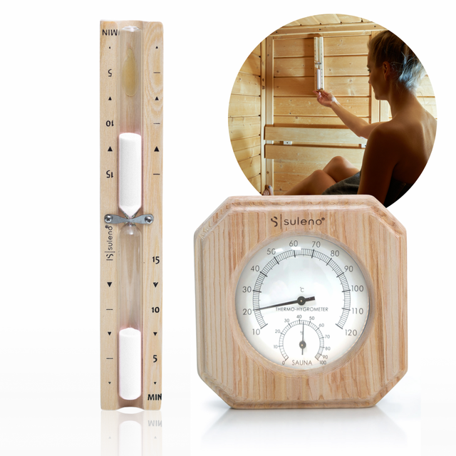 Sauna Set ANNA 2teilig Klimamesser Sanduhr