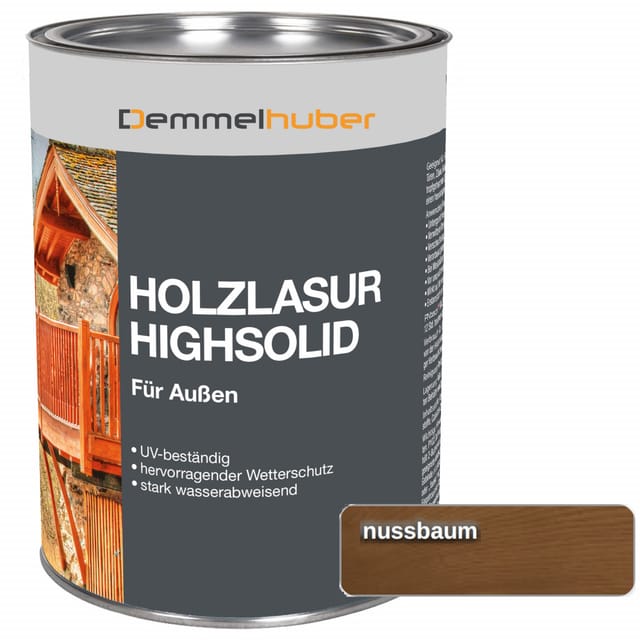 Holzschutzlasur HIGH SOLID Nussbaum 25 Liter