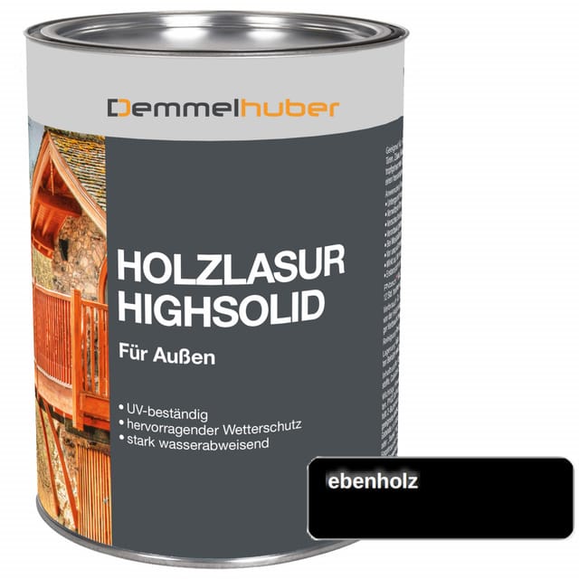 Holzschutzlasur HIGH SOLID Ebenholz 25 Liter