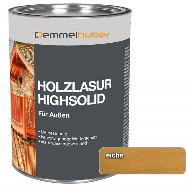 Holzschutzlasur HIGH SOLID Eiche 075 Liter