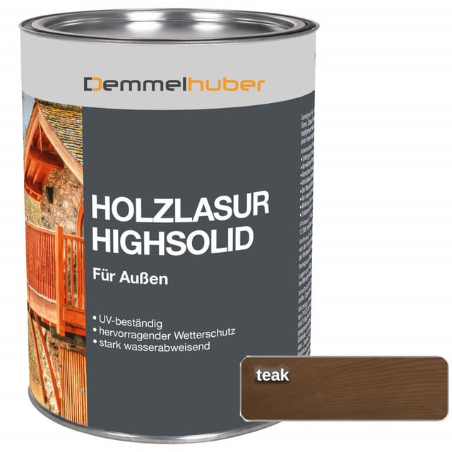 Holzschutzlasur HIGH SOLID Teak 25 Liter