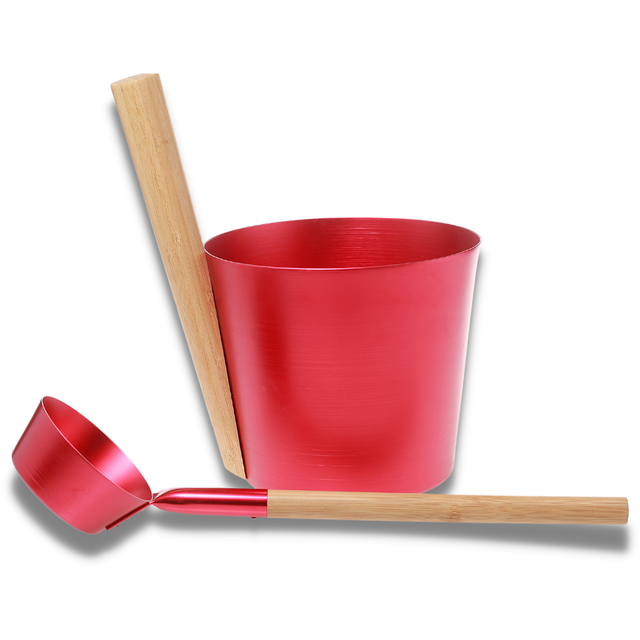 Sauna Set ANEA 2teilig Kübel Kelle Rot metallic