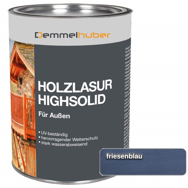 Holzschutzlasur HIGH SOLID Friesenblau 25 Liter