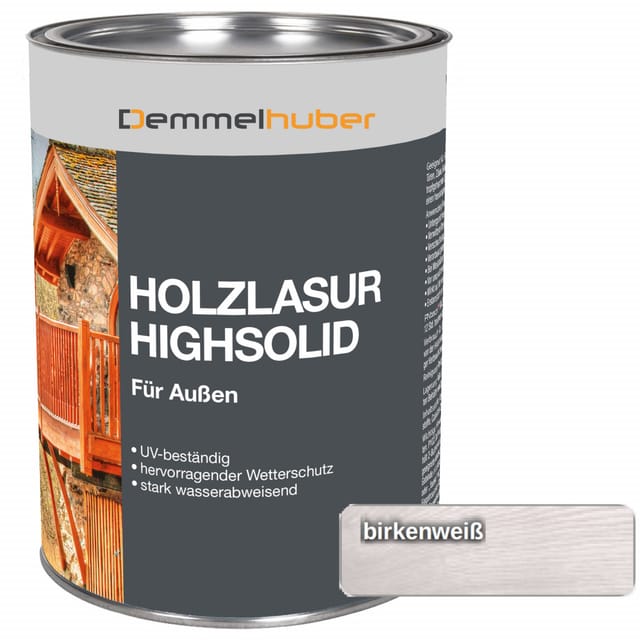 Holzschutzlasur HIGH SOLID Birkenweiß 25 Liter