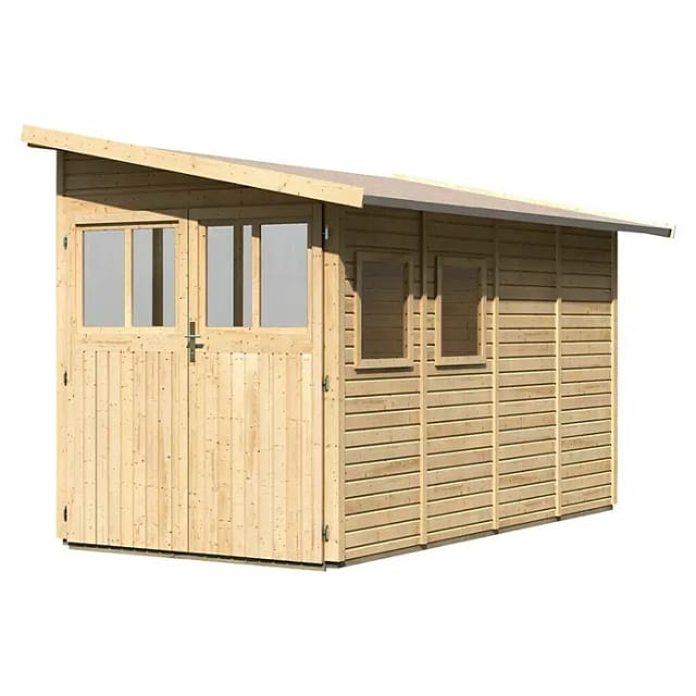 Gartenhaus Holz WANDLITZ 4 181 x 355 m 19 mm Anlehnschuppen Naturbelassen