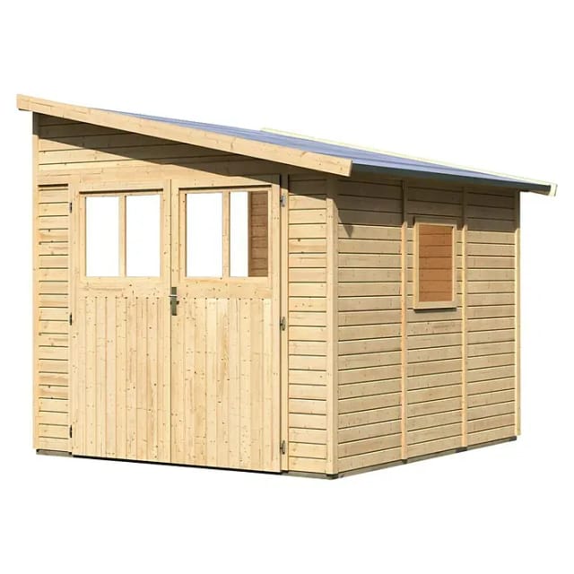 Gartenhaus Holz BOMLITZ 3 238 x 268 m 19 mm Anbauschuppen Naturbelassen