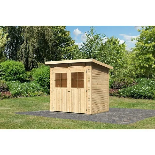 Gartenhaus Holz GLÜCKSBURG 2 19 mm 203 x 155 m Naturbelassen Ohne Anbaudach