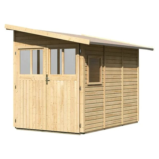 Gartenhaus Holz WANDLITZ 3 181 x 268 m 19 mm Anlehnschuppen Naturbelassen