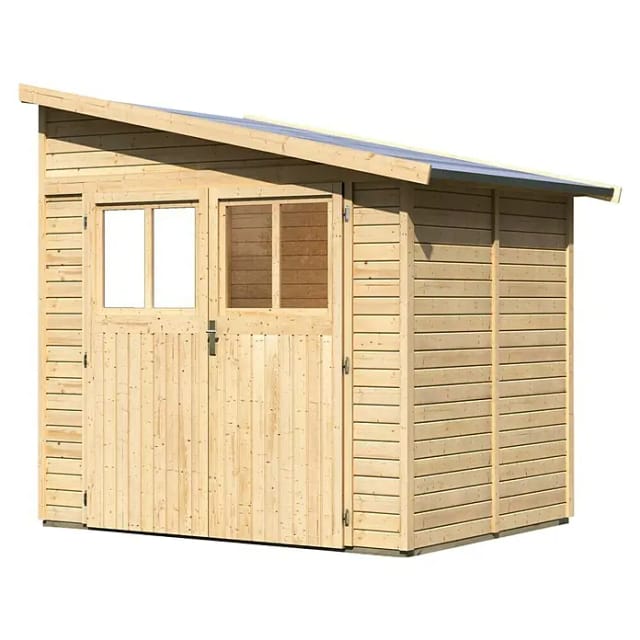 Gartenhaus Holz BOMLITZ 2 181 x 181 m 19 mm Anbauschuppen Naturbelassen