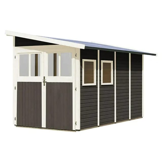 Gartenhaus Holz WANDLITZ 4 181 x 355 m 19 mm Anlehnschuppen Terragrau