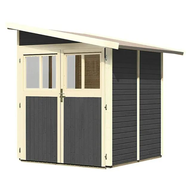 Gartenhaus Holz WANDLITZ 2 181 x 181 m 19 mm Anbauschauppen Terragrau